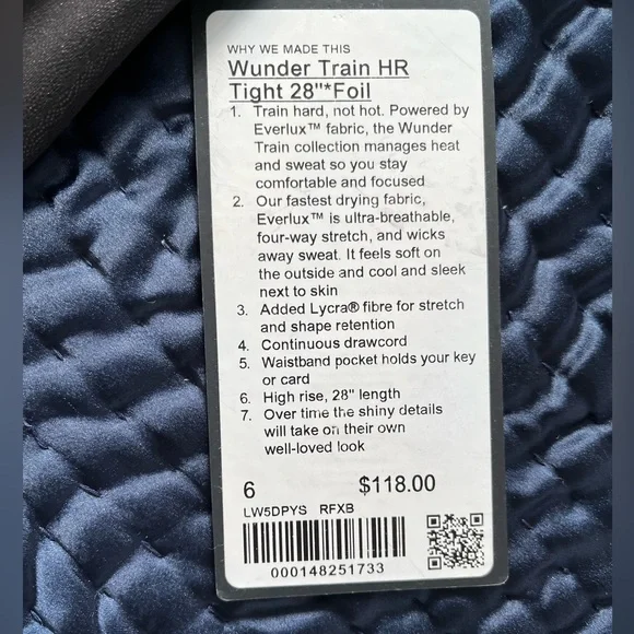 Lululemon Wunder Train HR 28” Special Edition Black Shine Foil - size 6 - Picture 7 of 10